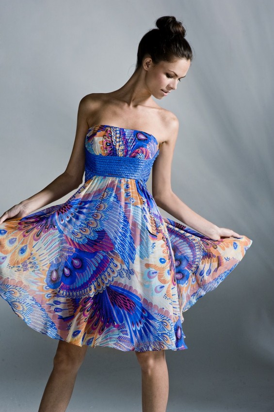 Silk print party dress