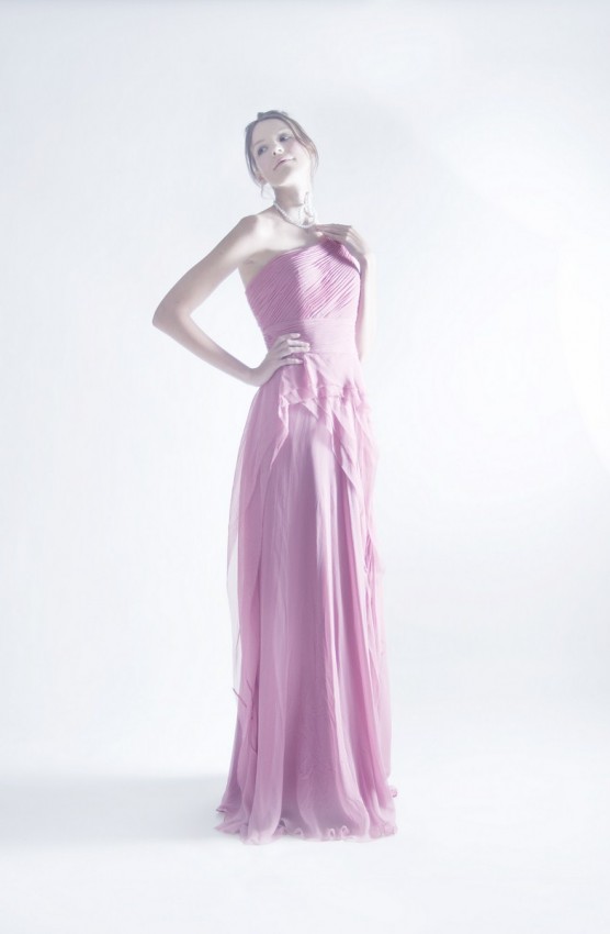 One-shoulder pleated occasion dress